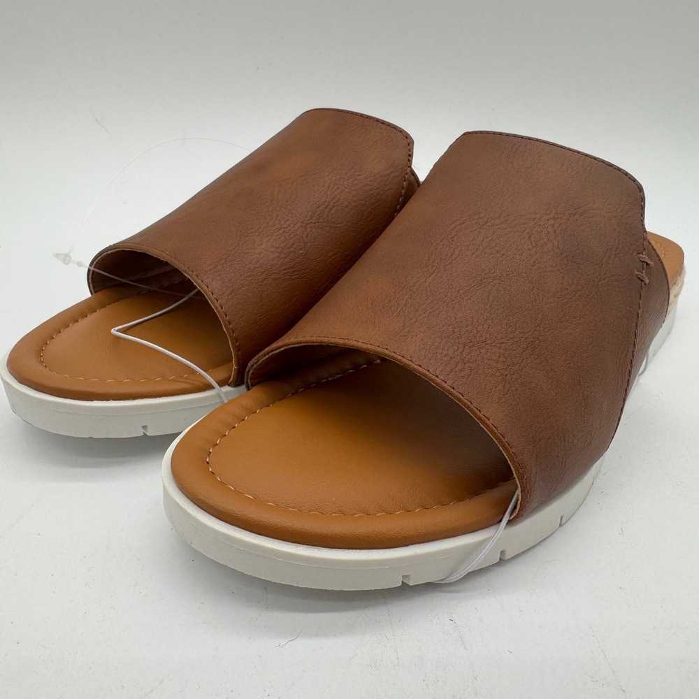 Chaps Nerissa Women's Tan Slide Sandals Comfort Casual Shoes Size 10